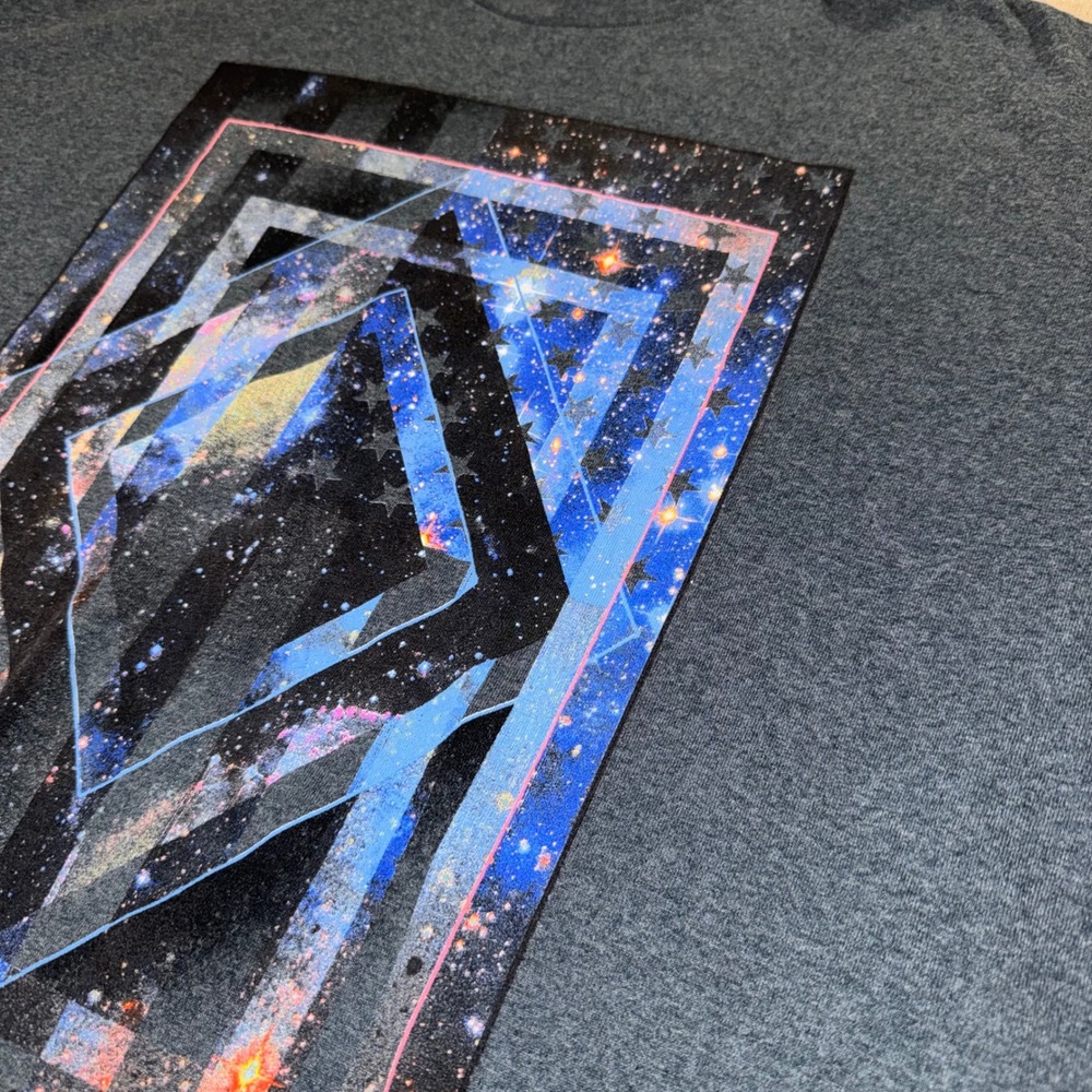 Tony Hawk Mens XL Graphic Tee Heather Charcoal Grey Galaxy Geometric Skate Shirt